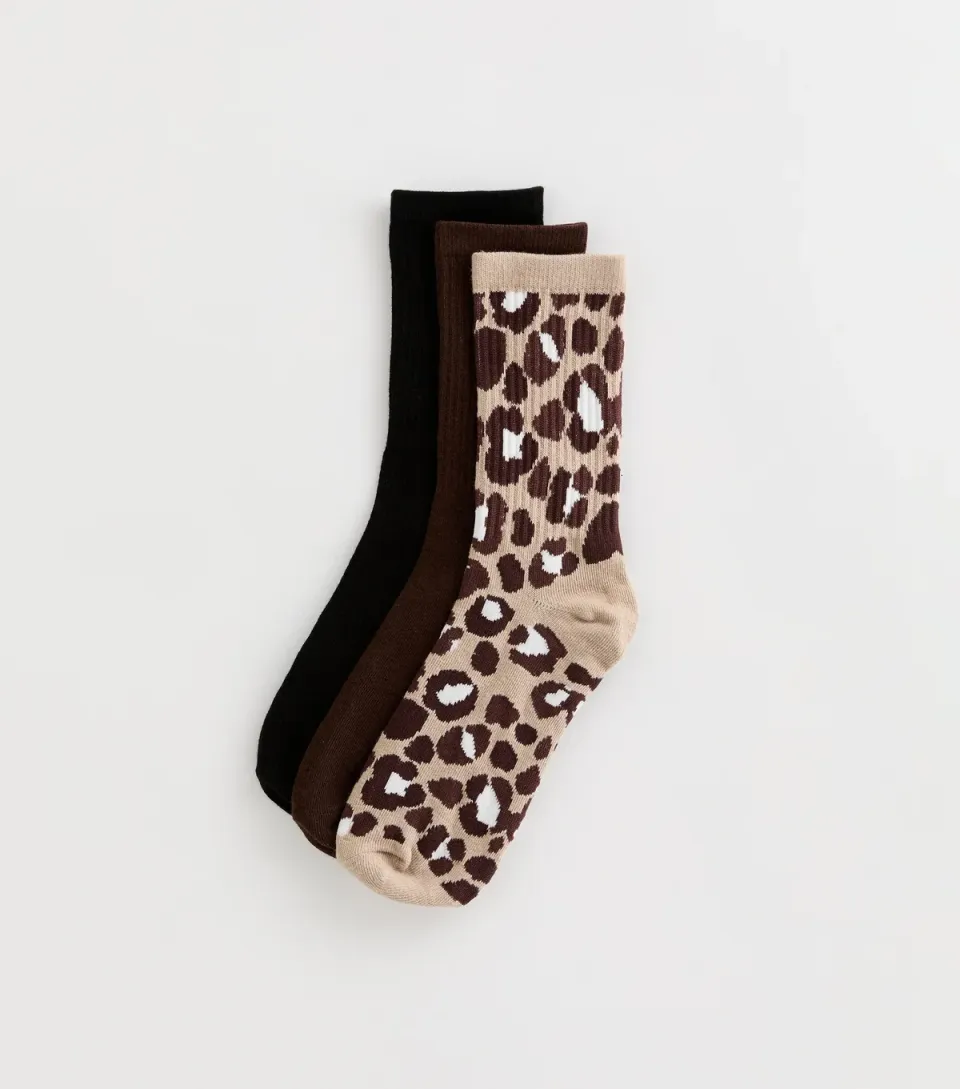 Pack of 3 Leopard Print Tube Socks
