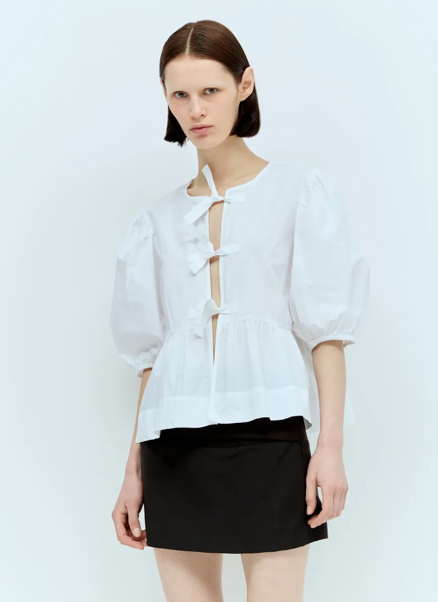 Cotton Poplin Peplum Blouse