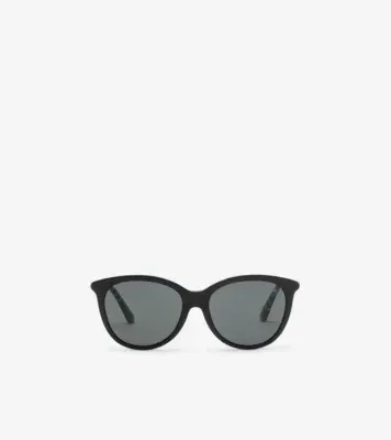 Tubular Check Round Sunglasses​ in Black
