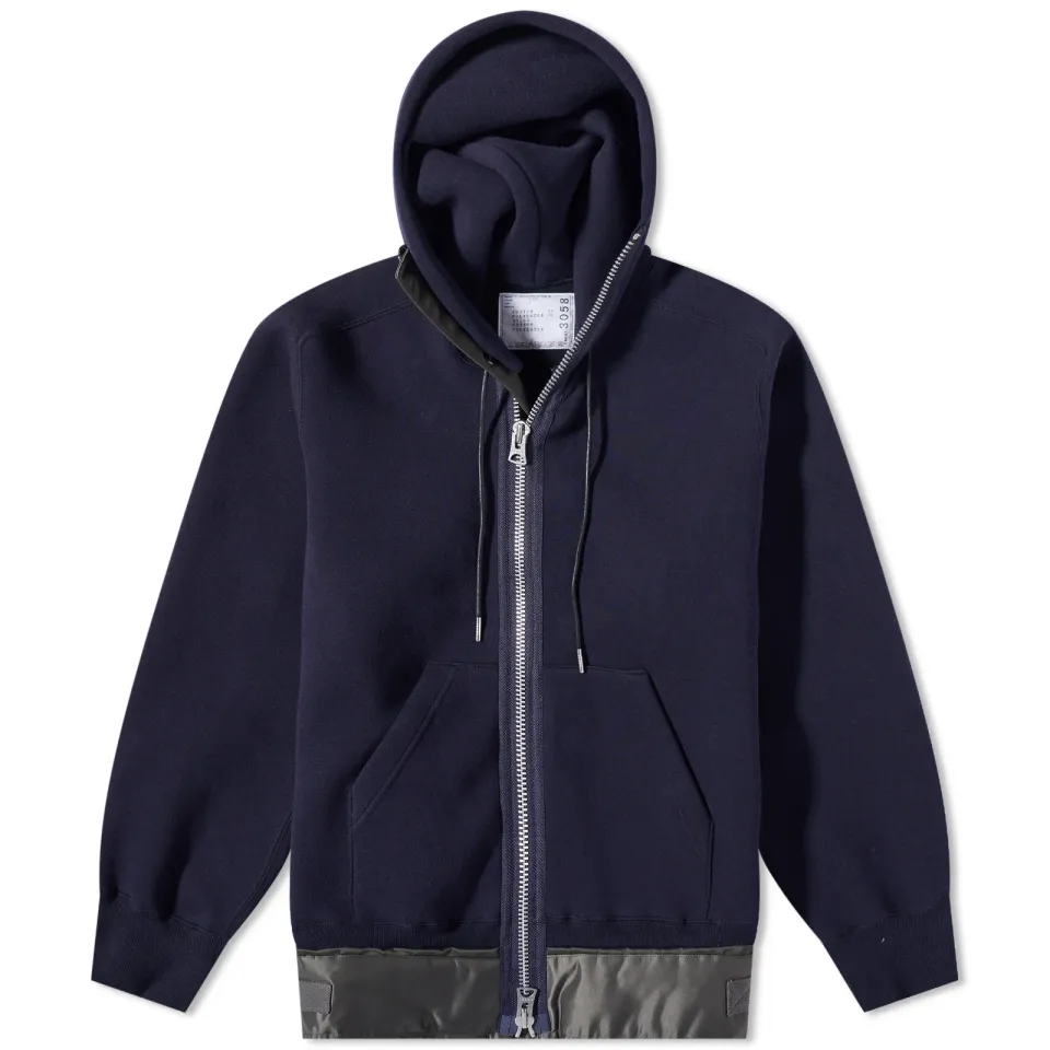 Nylon Twill & Sponge Sweat Hoody