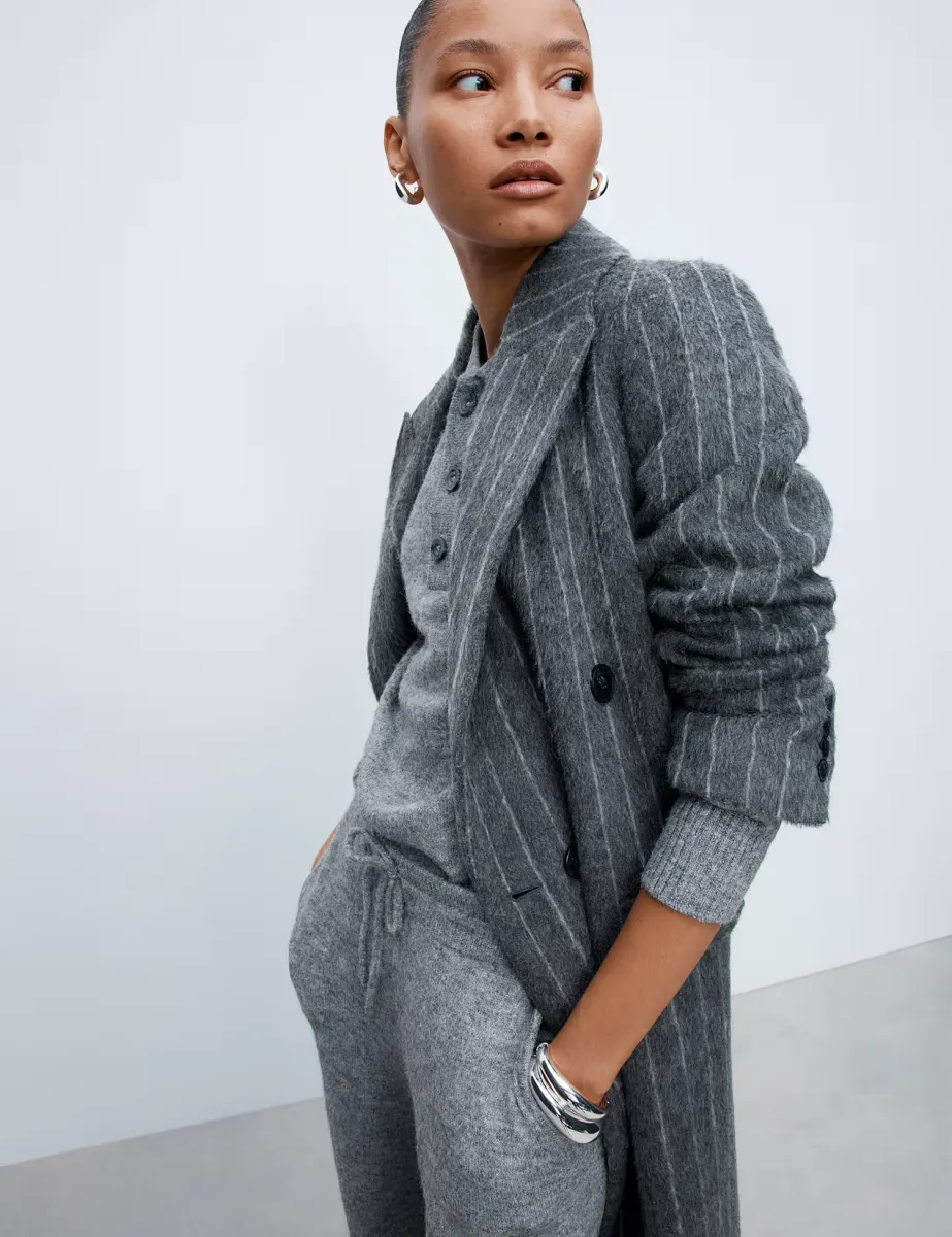 Collared Knitted Polo Jumper Mid Grey Marl