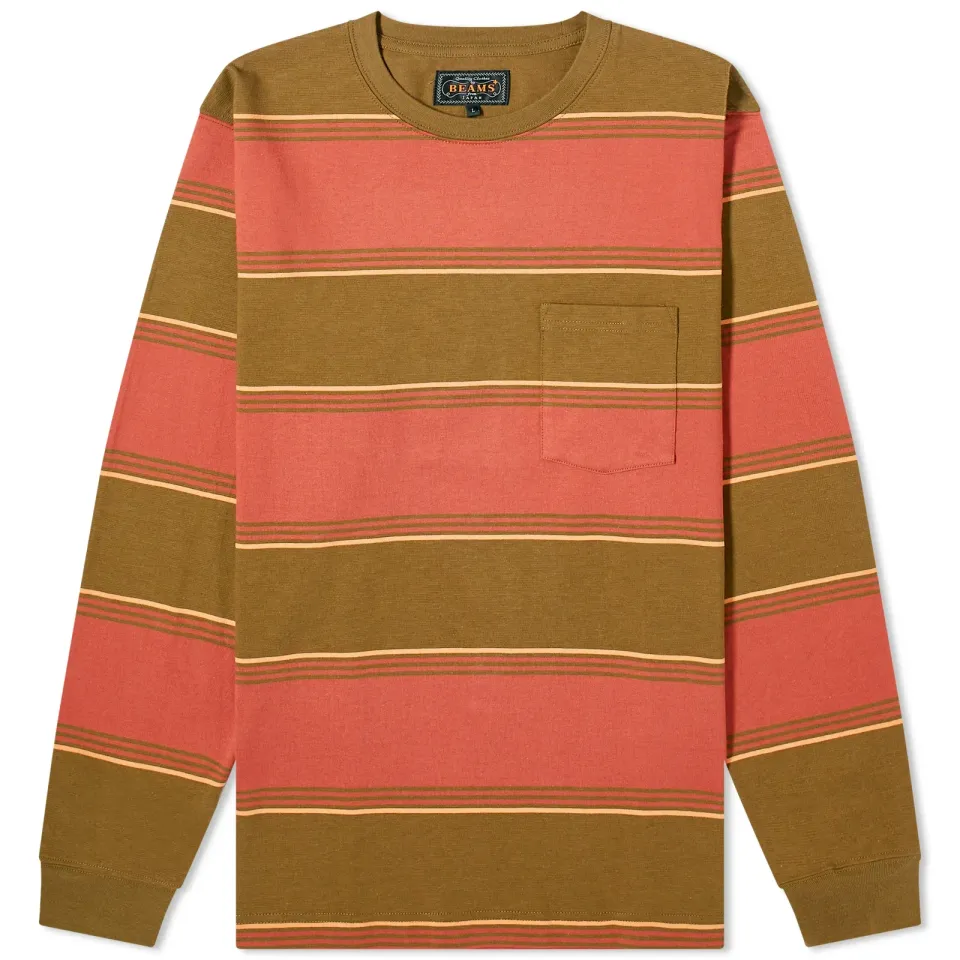 Long Sleeve Stripe Pocket T-Shirt