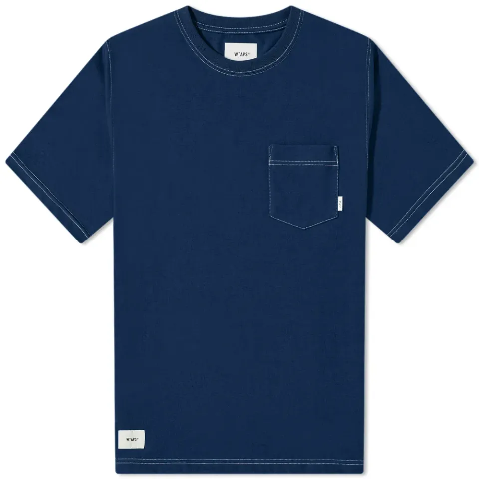 Blank Contrast Stitch Pocket T-Shirt