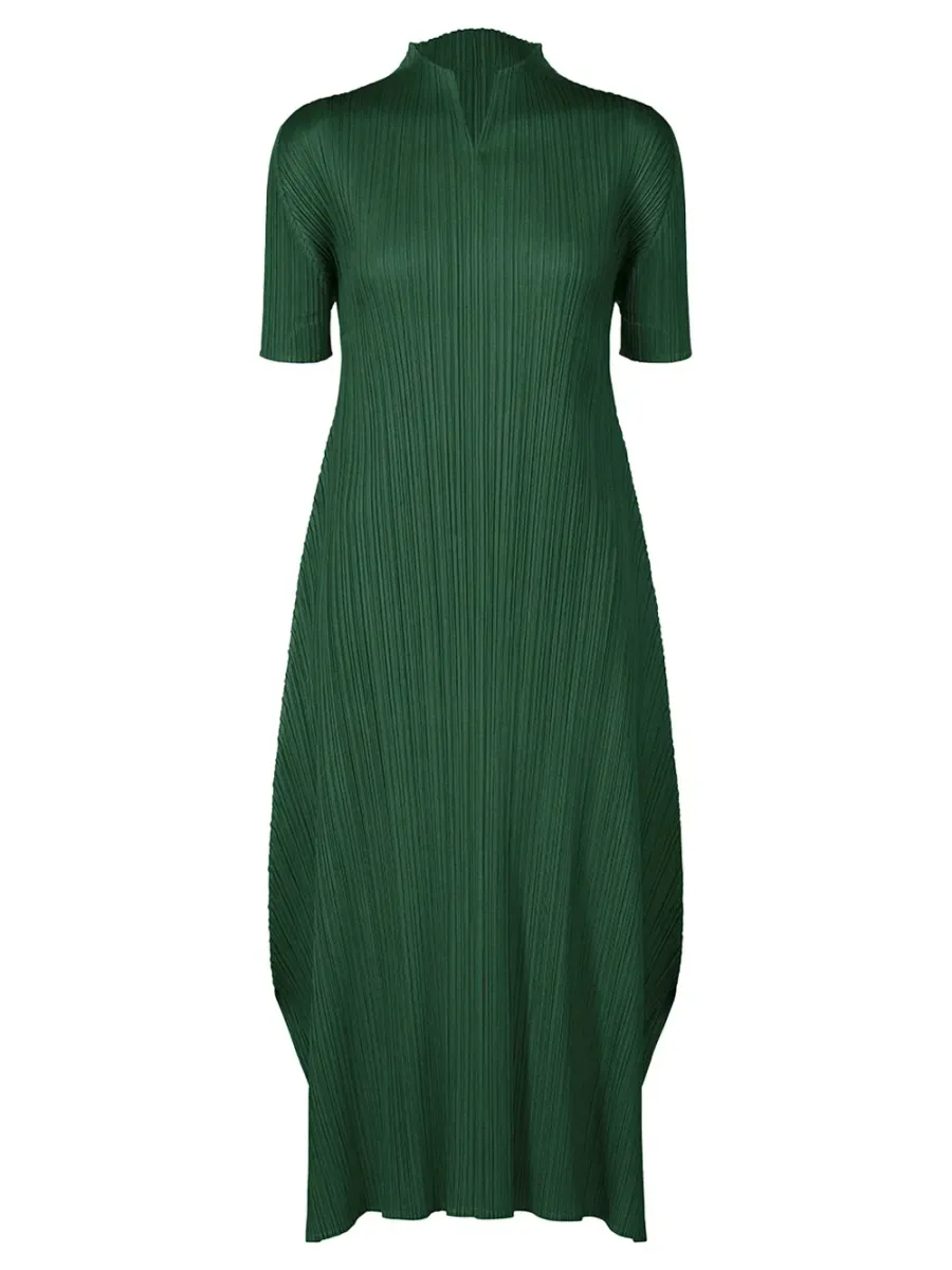 Pleats Please V Dress Dark Green