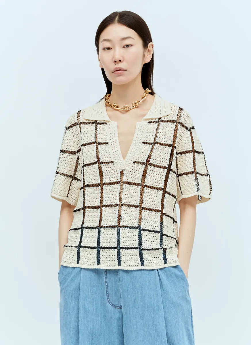 Block Stitch Polo Top