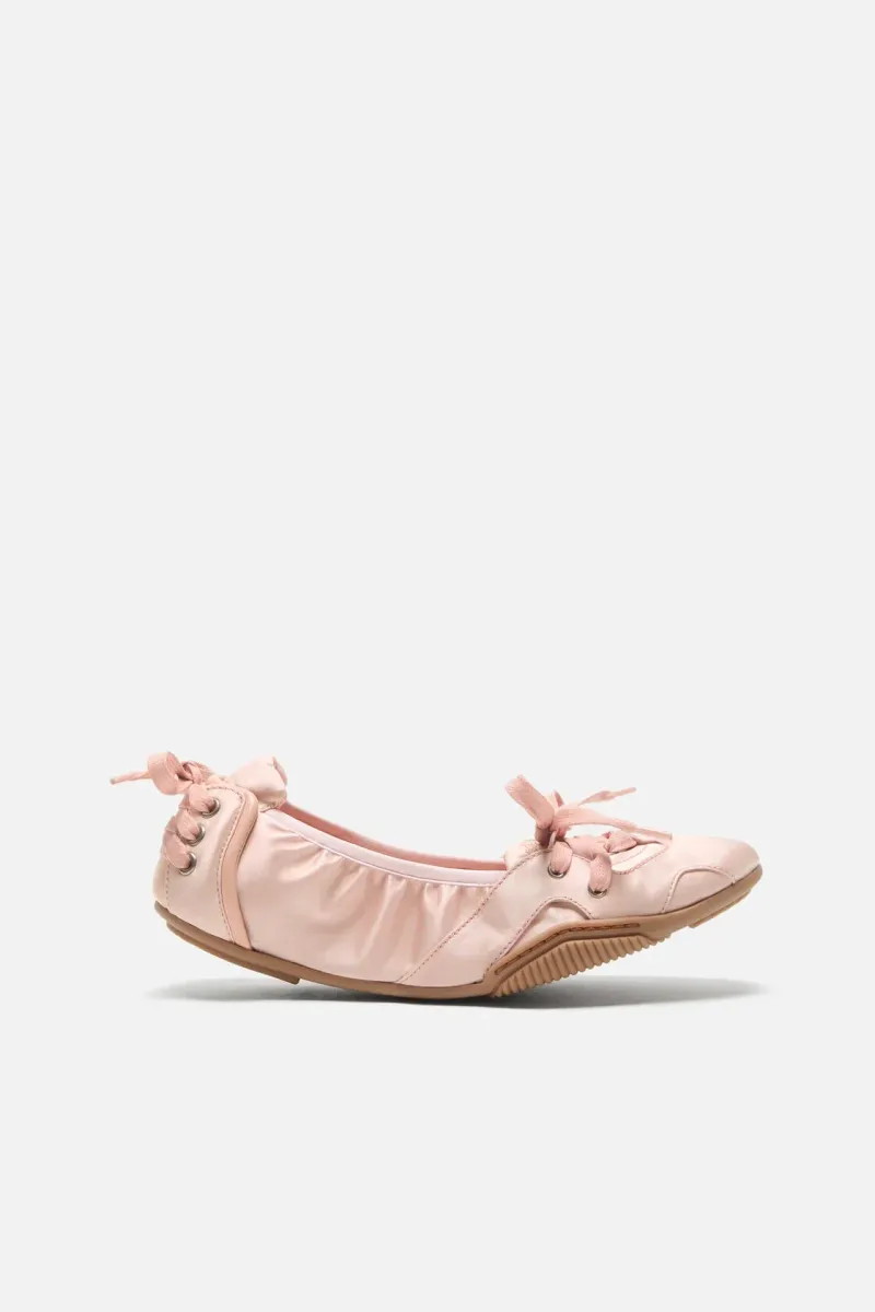 Lace-up satin shoes