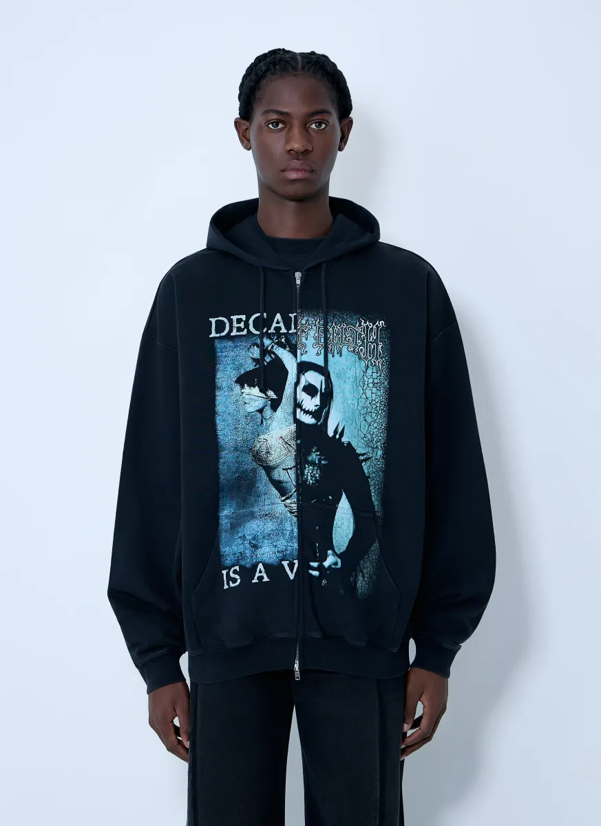 Cof Cut-Up Zip-Up Hooded Sweatshirt