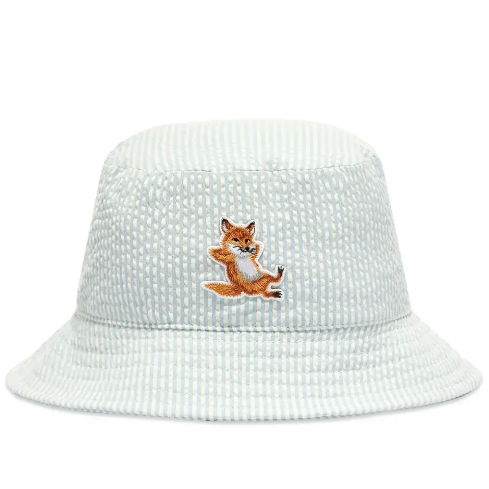 Maison Kitsuné Chillax Fox Seersucker Bucket Hat