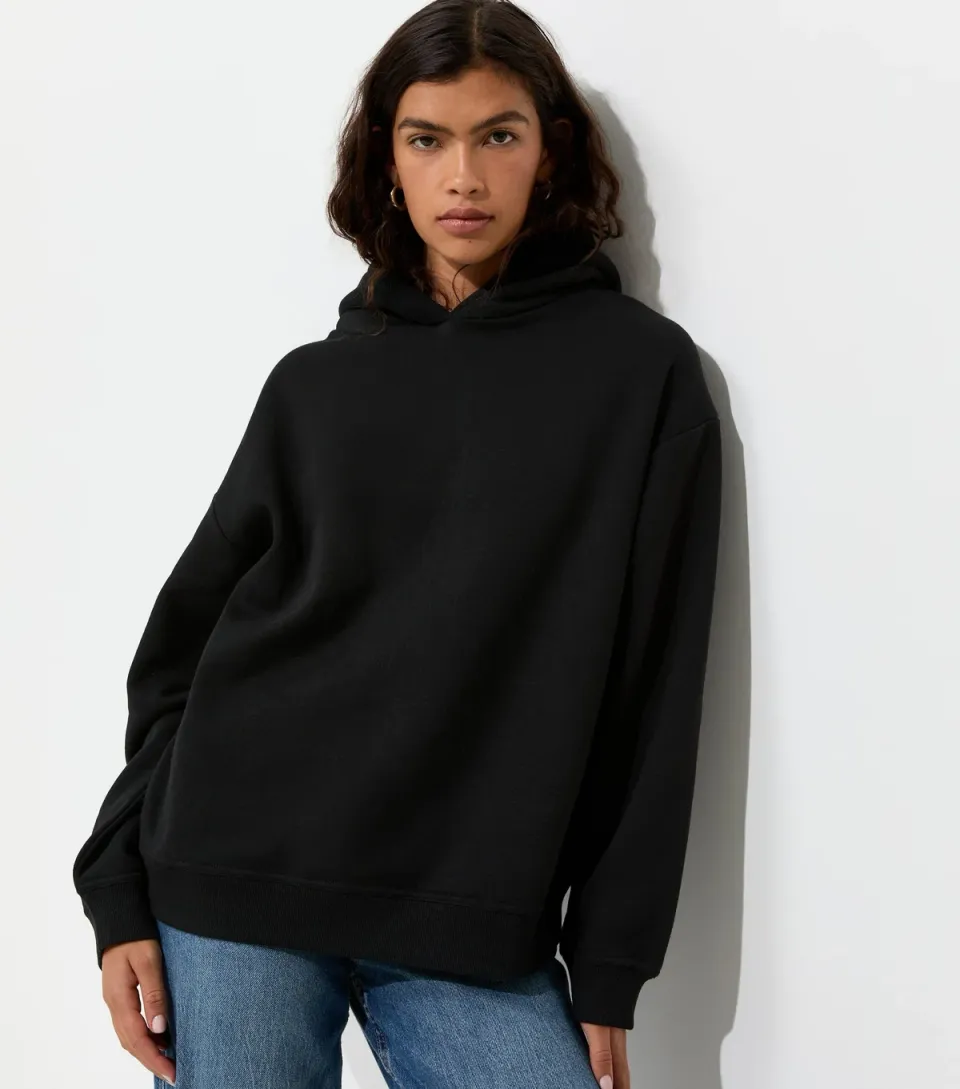 Women's Black Cotton Rich Long Sleeve Hoodie