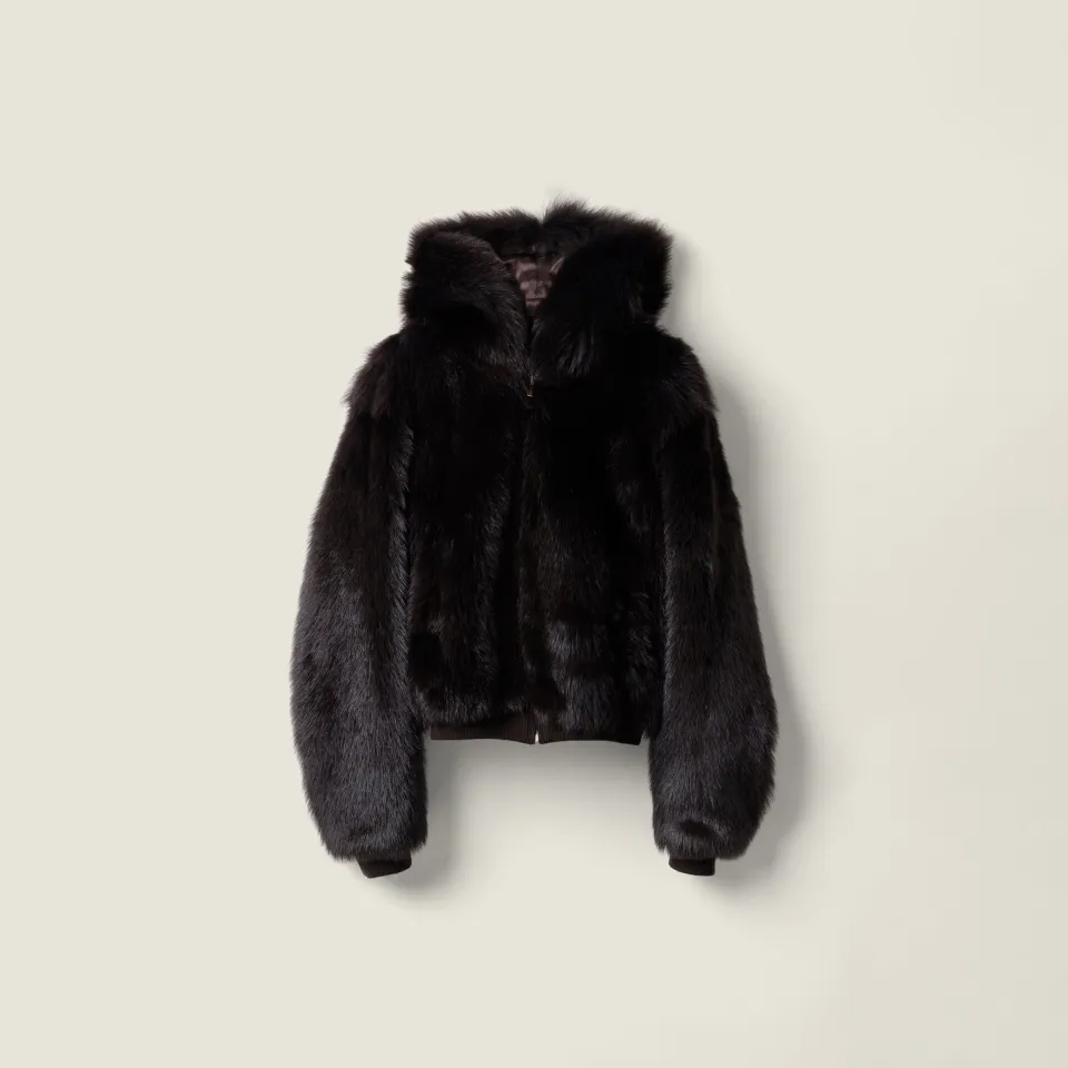 Shearling hoodie jacket