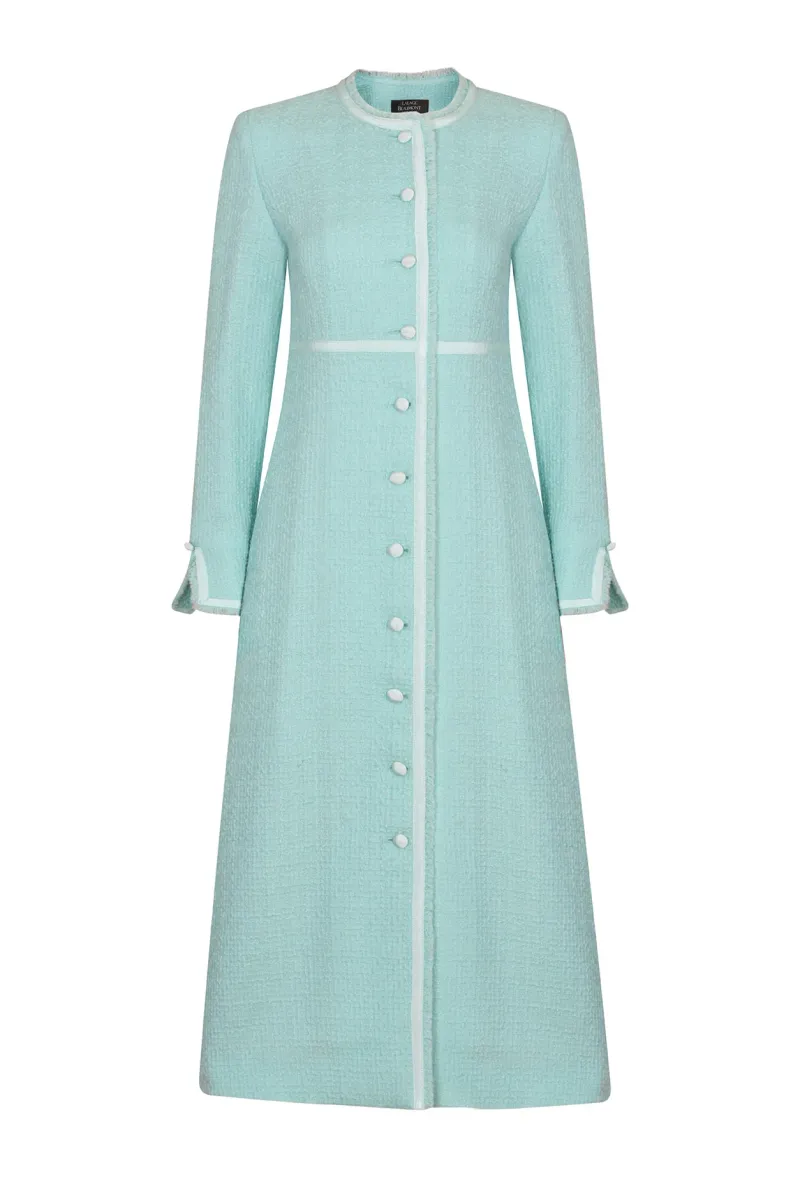 Sienna Coat in Aqua Tweed