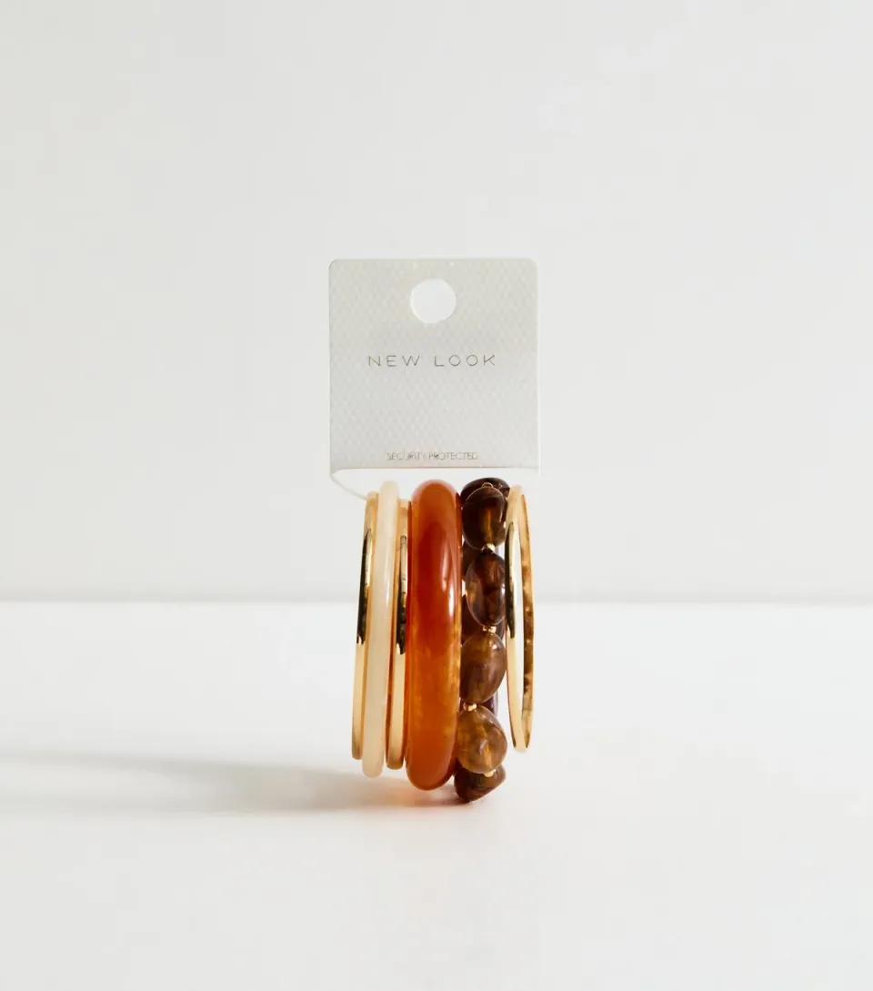 Pack of 6 Brown Resin Bangles and Bracelets