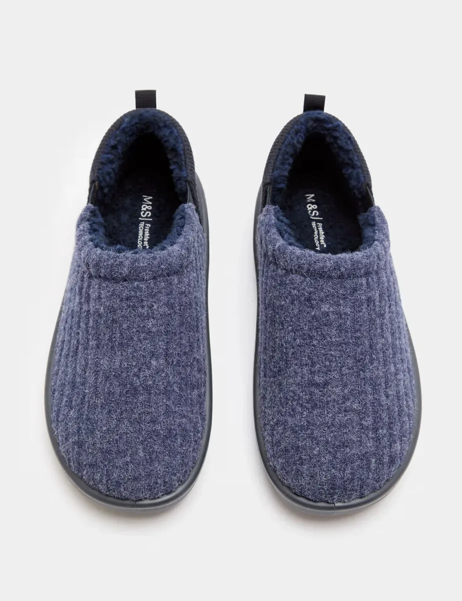 Contrast Slippers with Freshfeet Navy Mix