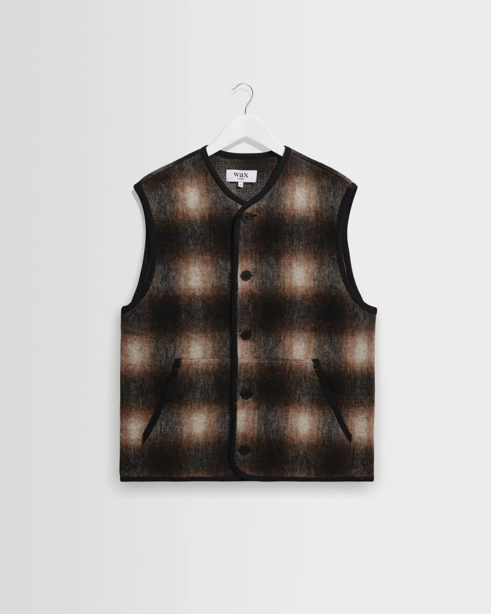 Gower - Brown and Black Check Wool Gilet
