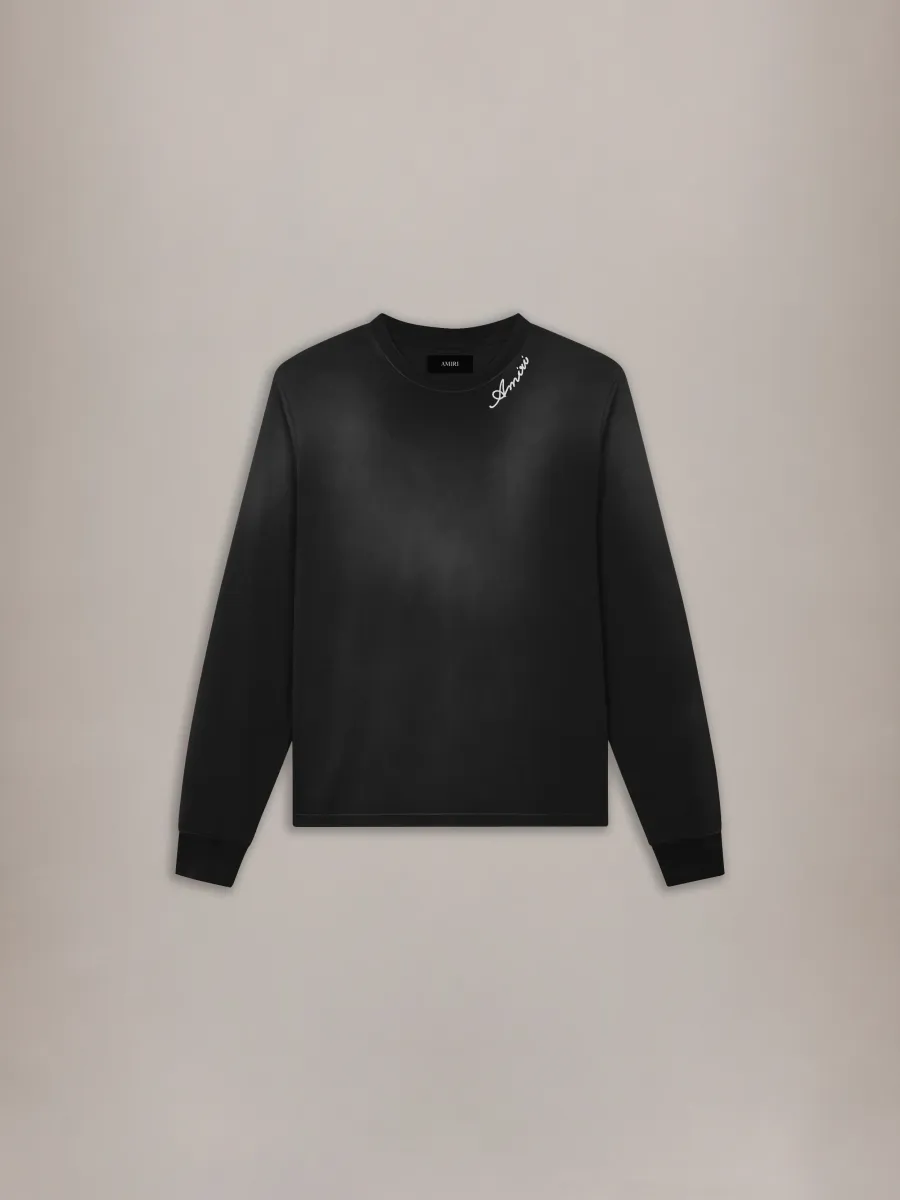 SCRIPT OVERSIZED LONG SLEEVE TEE - Black