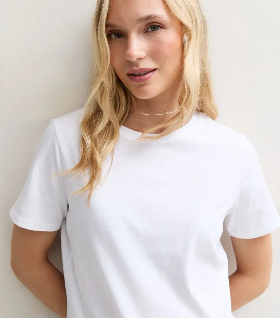 Women's Petite White Cotton Relaxed T-Shirt