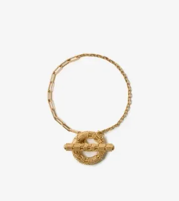 Check Granulation T-Bar Bracelet in Gold