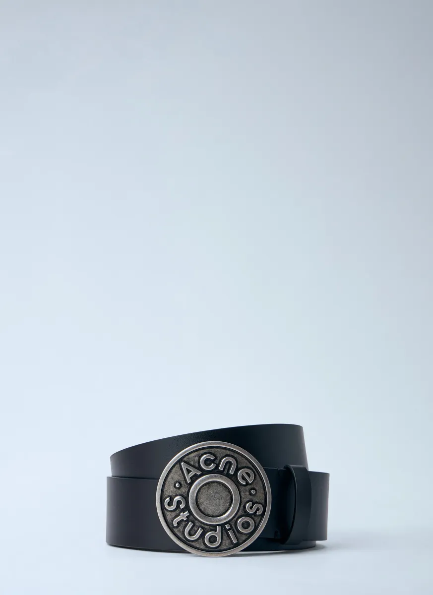 Logo Buckle Leather Belt