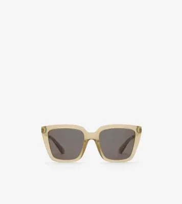 Check Engraved Square Sunglasses​ in Light beige