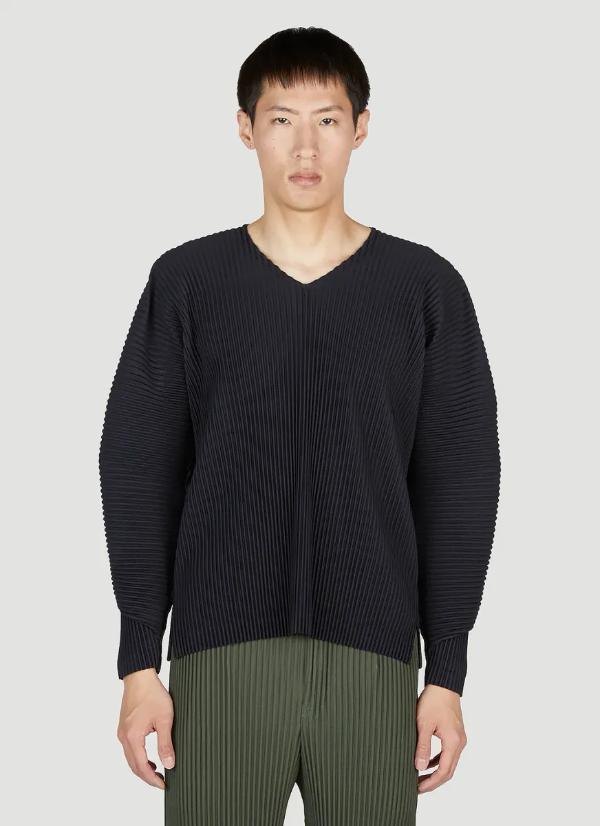 Plisse Long Sleeve Top