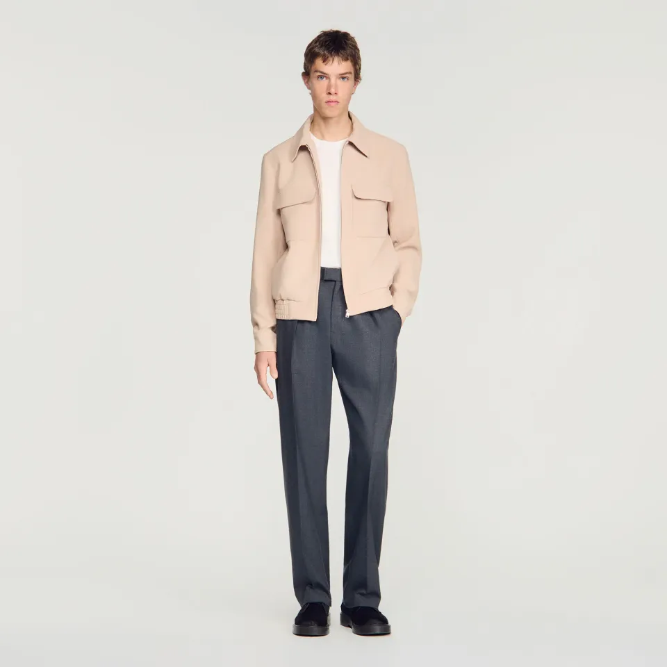 Waffle-effect zip-up jacket