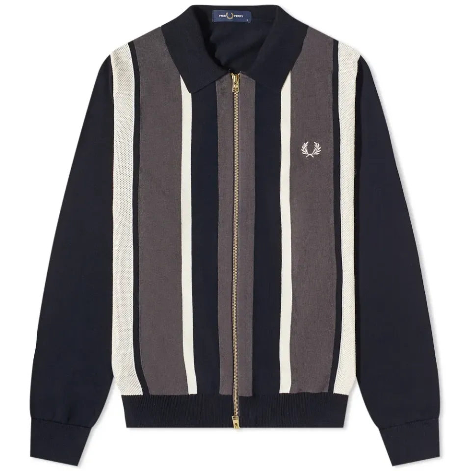 Striped Zip-Through Cardigan