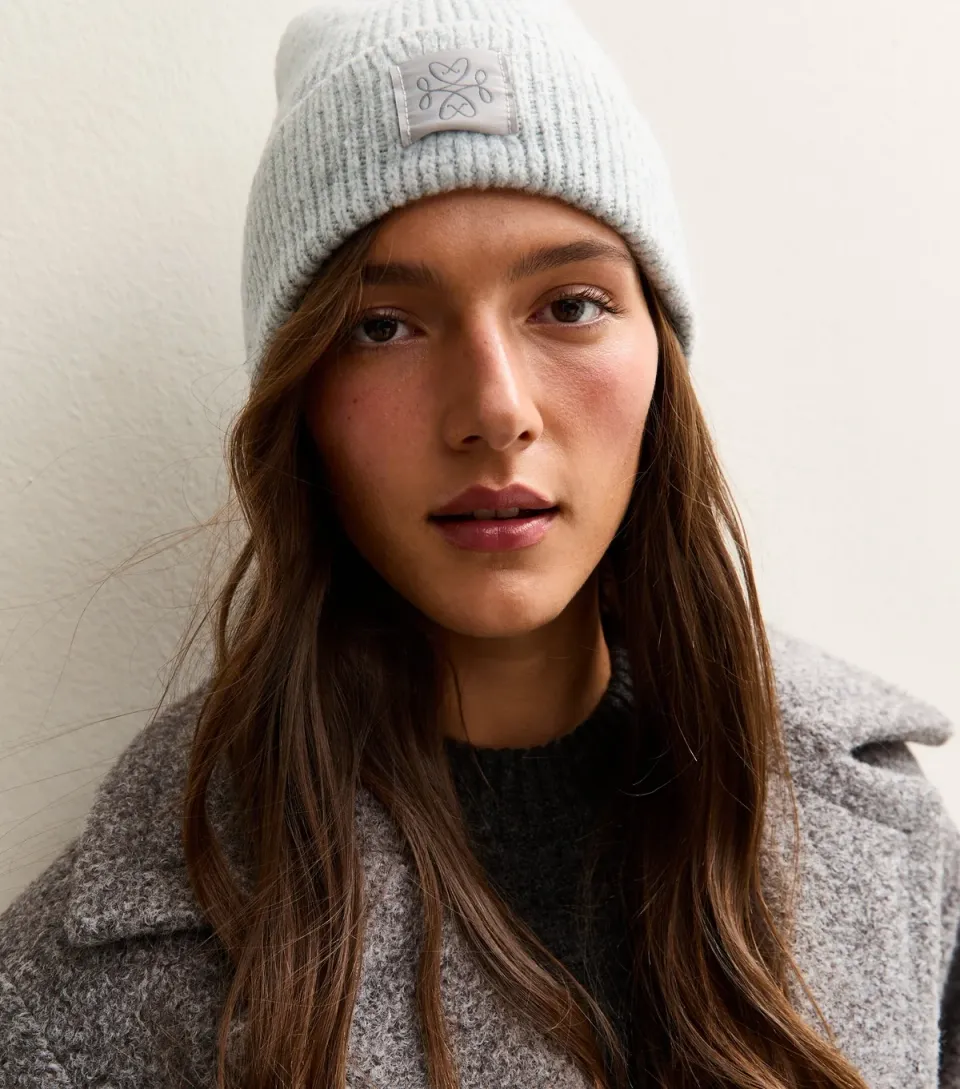 Oatmeal Ribbed Logo Tab Beanie