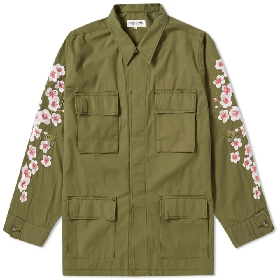 Black By Vanquish Sakura Embroidery Army Jacket
