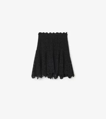 Floral Lace Skirt in Black