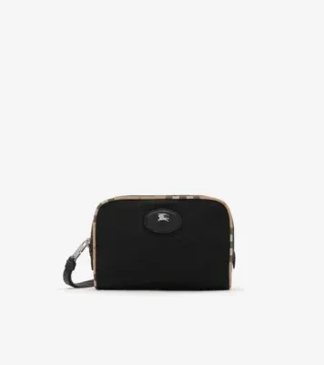Small Check Trim Travel Pouch in Black - Men, Technical