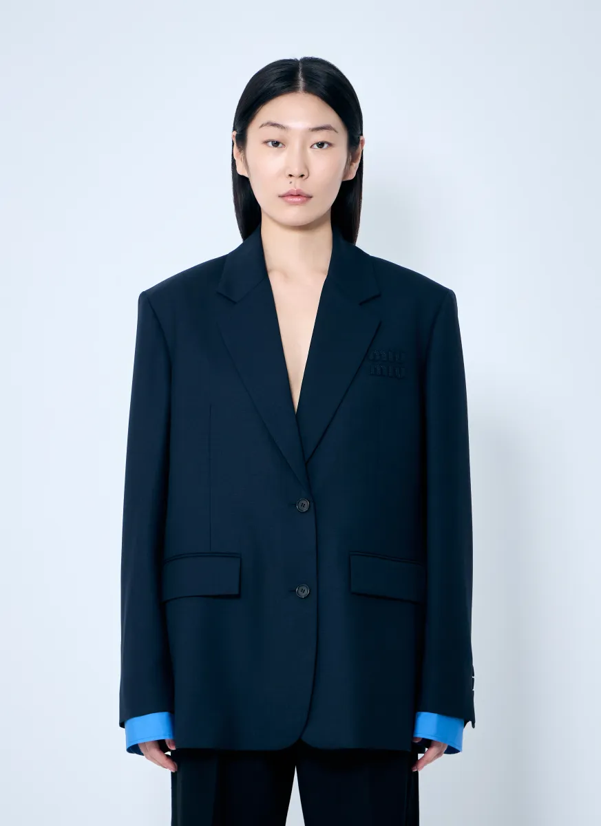 Single-Breasted Gabardine Blazer