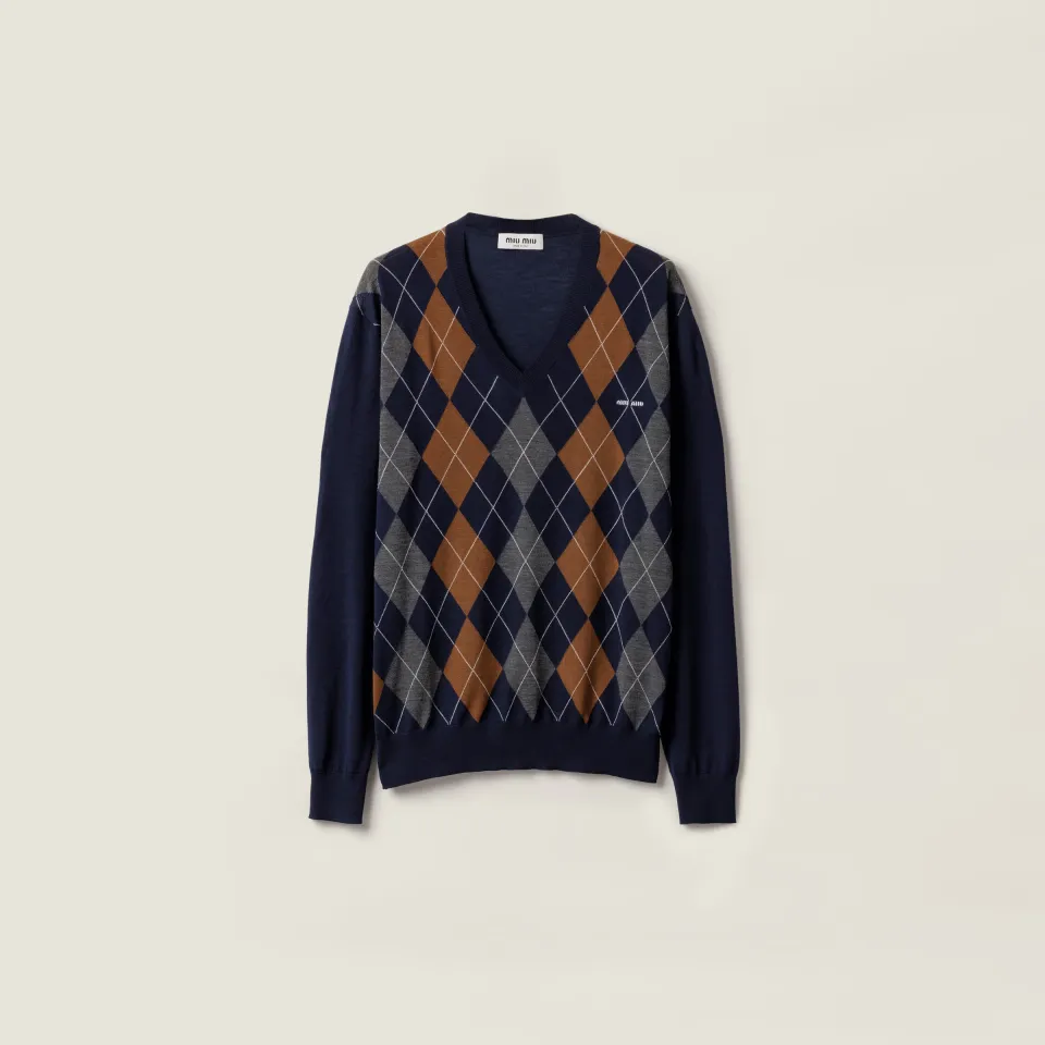 V-necked wool sweater