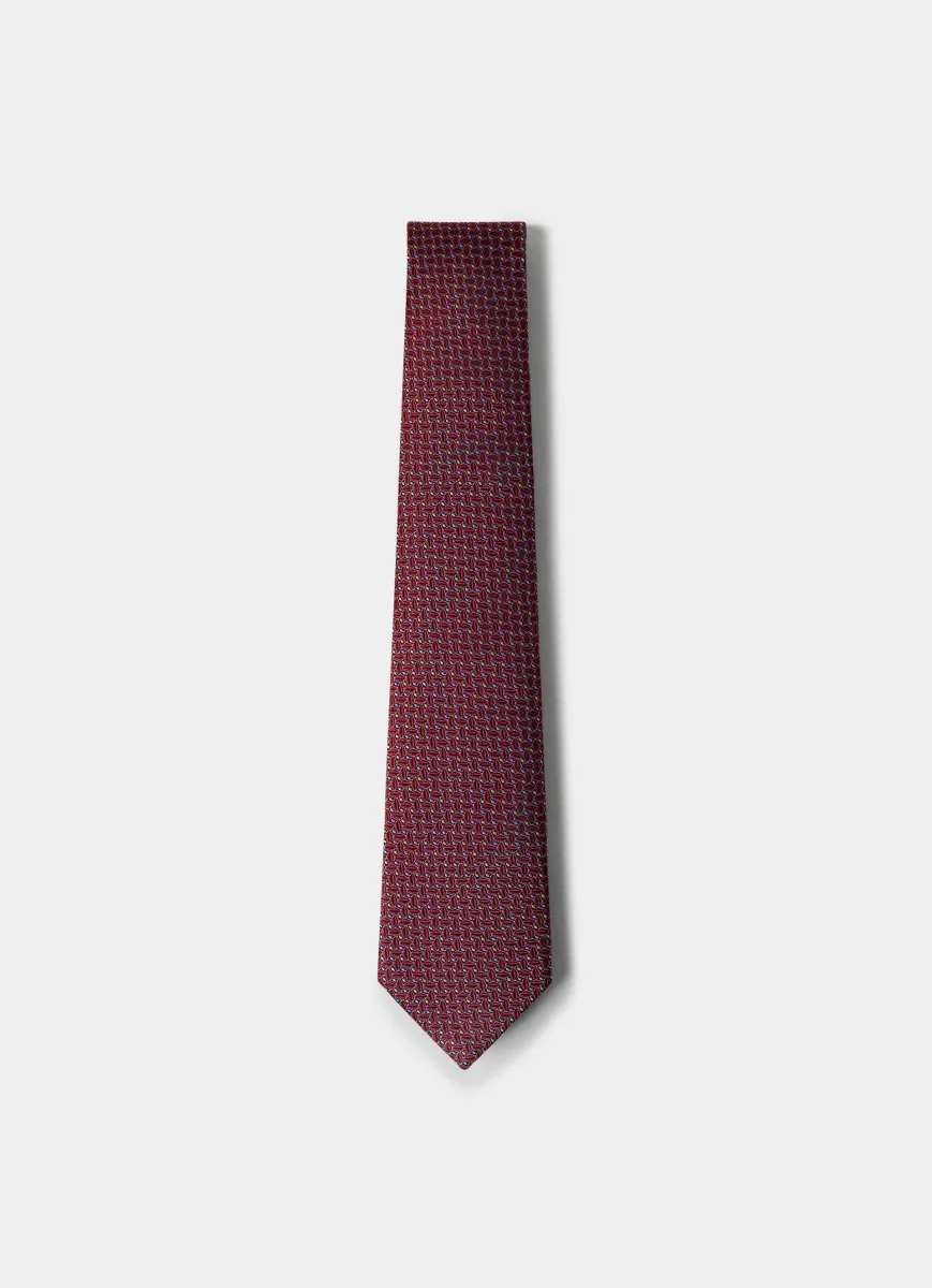 Silk Geometric Leaf Tie - Made in Italy