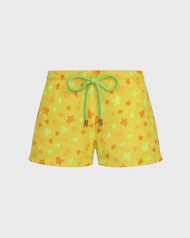 Women Embroidered Swim Shorts Micro Ronde Des Tortues