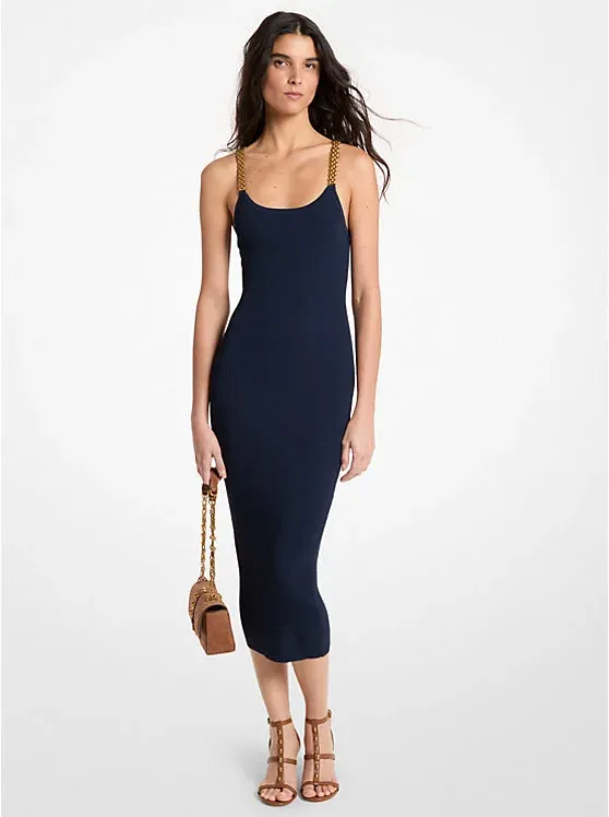 Embellished Ribbed Knit Tank Dress