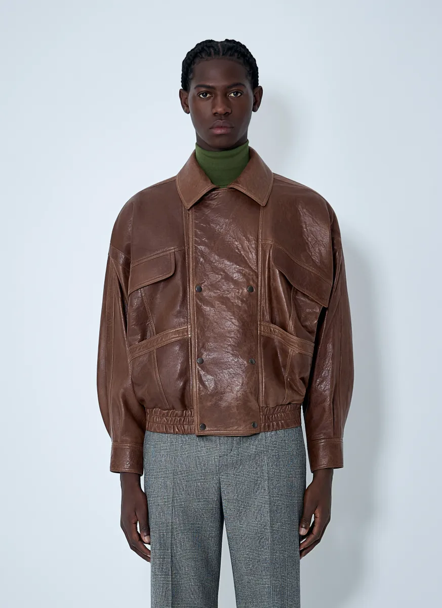 Double Breasted Leather Jacket