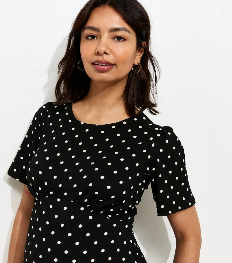 Women's Maternity Black Polka Dot T-Shirt