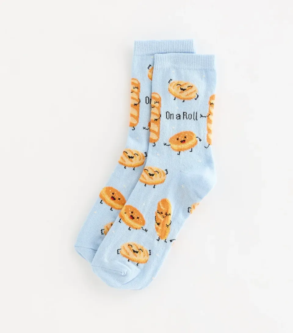 Light Blue Cotton Rich On A Roll Pastries Socks