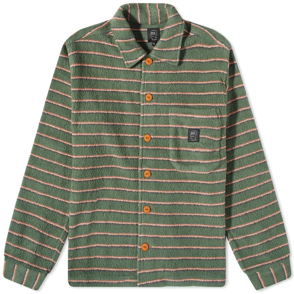 Striped Micro Sherpa Overshirt