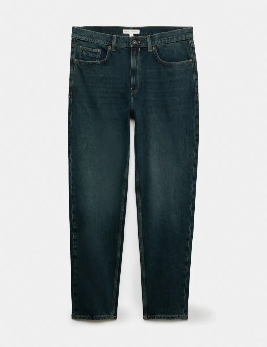 Authentic Tapered Fit Stretch Jeans Dark Khaki