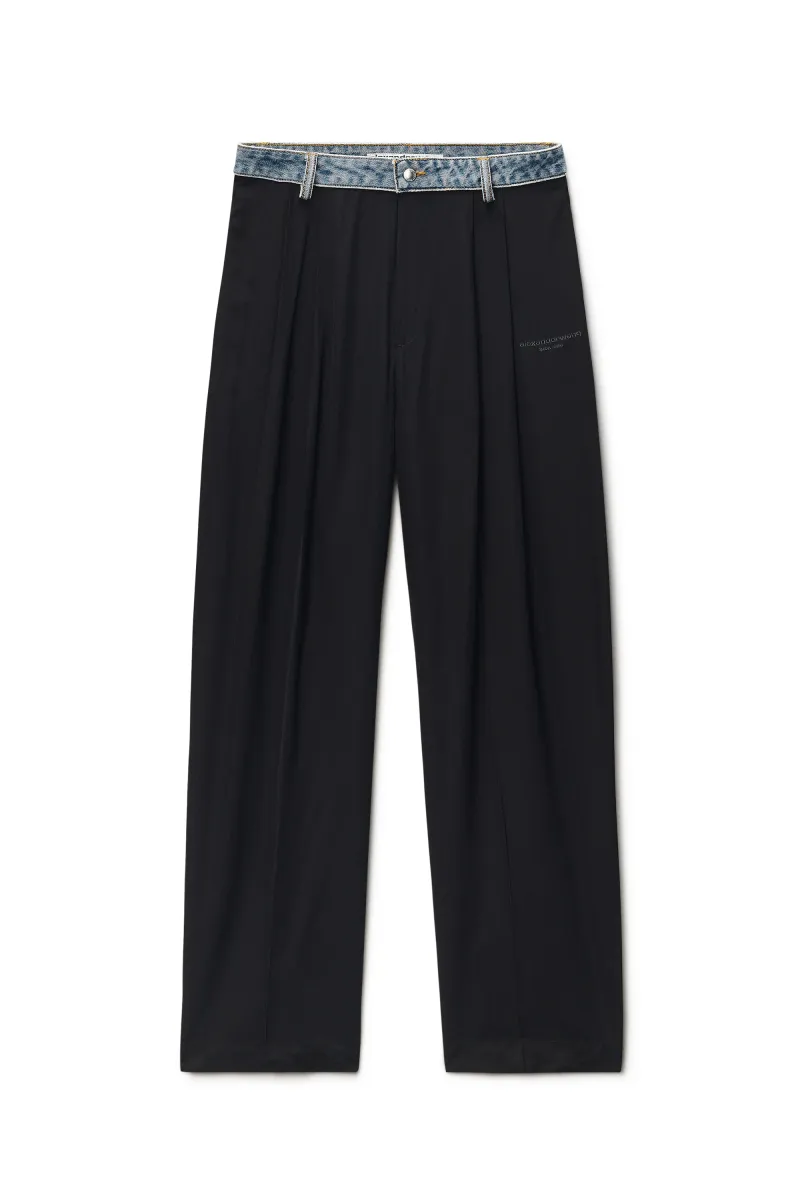 DENIM WAISTBAND MID-RISE PANT