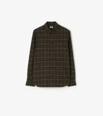 Relaxed Fit Check Cotton Shirt in Sepia brown