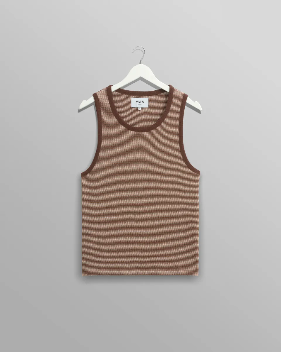 Montague - Brown and Ecru Striped Ribbed Organic Cotton Vest