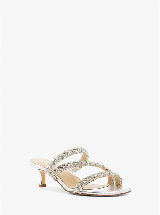 Celia Embellished Metallic Kitten Sandal