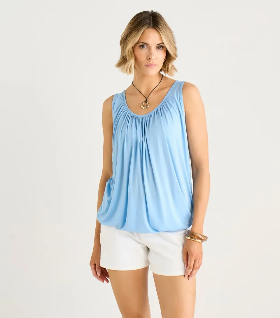Women's Light Blue Round Neck Oversized Top