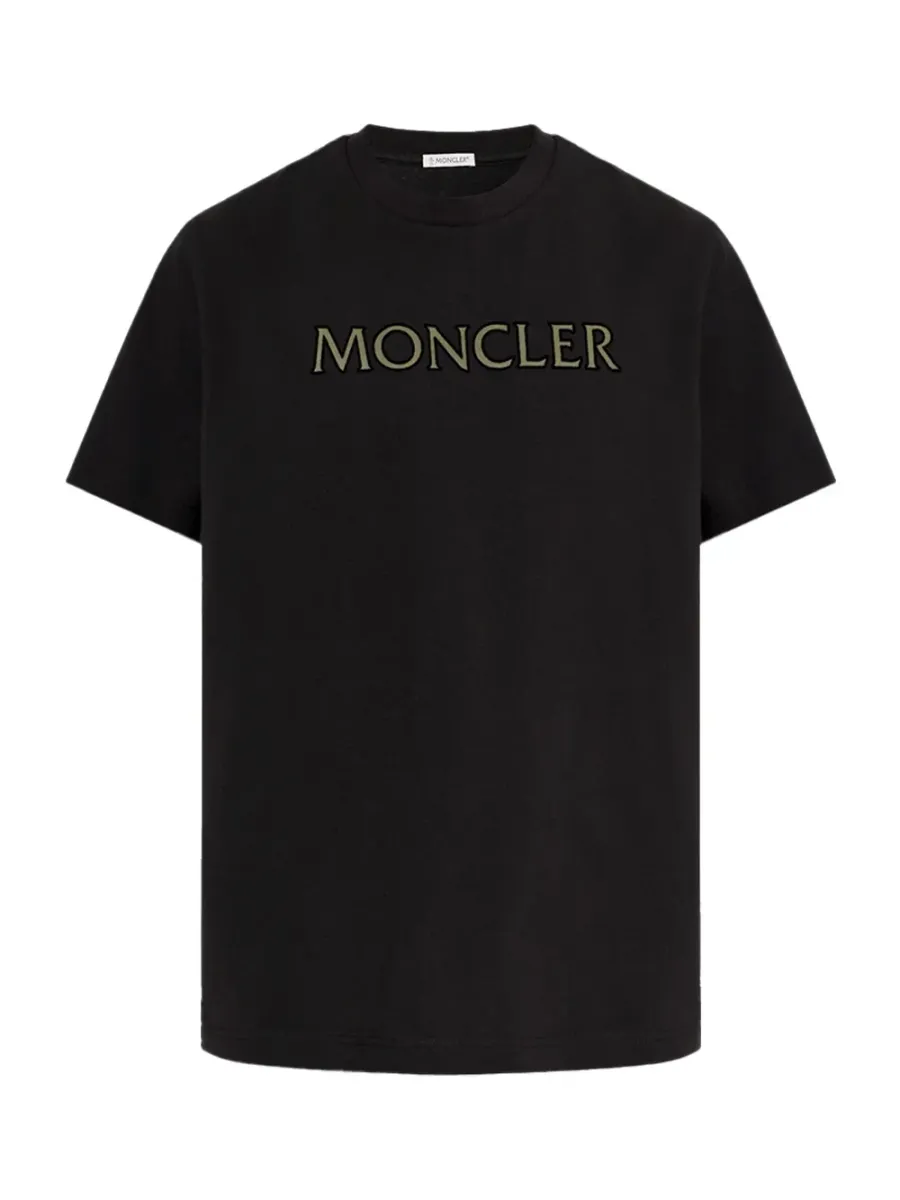 Men Logo Print Cotton T-Shirt Black