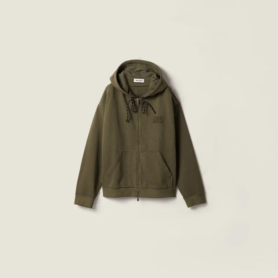 Garment-dyed hoodie jacket