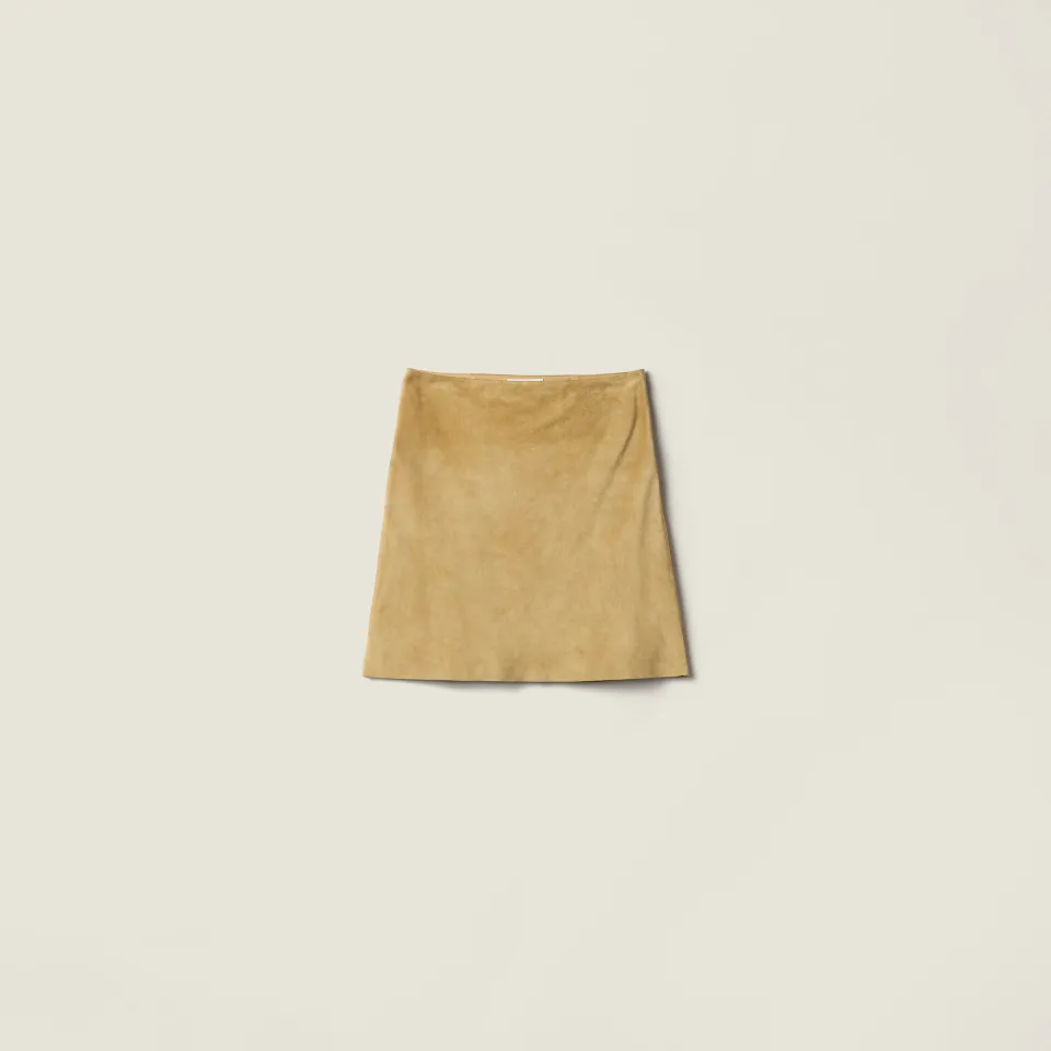 Waxed suede leather skirt