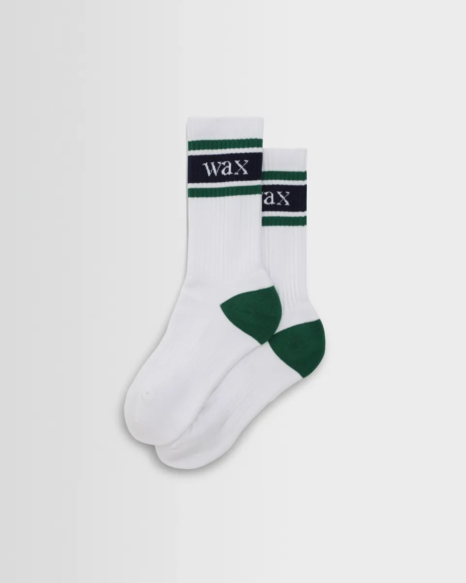 Thorpe - White and Green Branded Stripe Socks