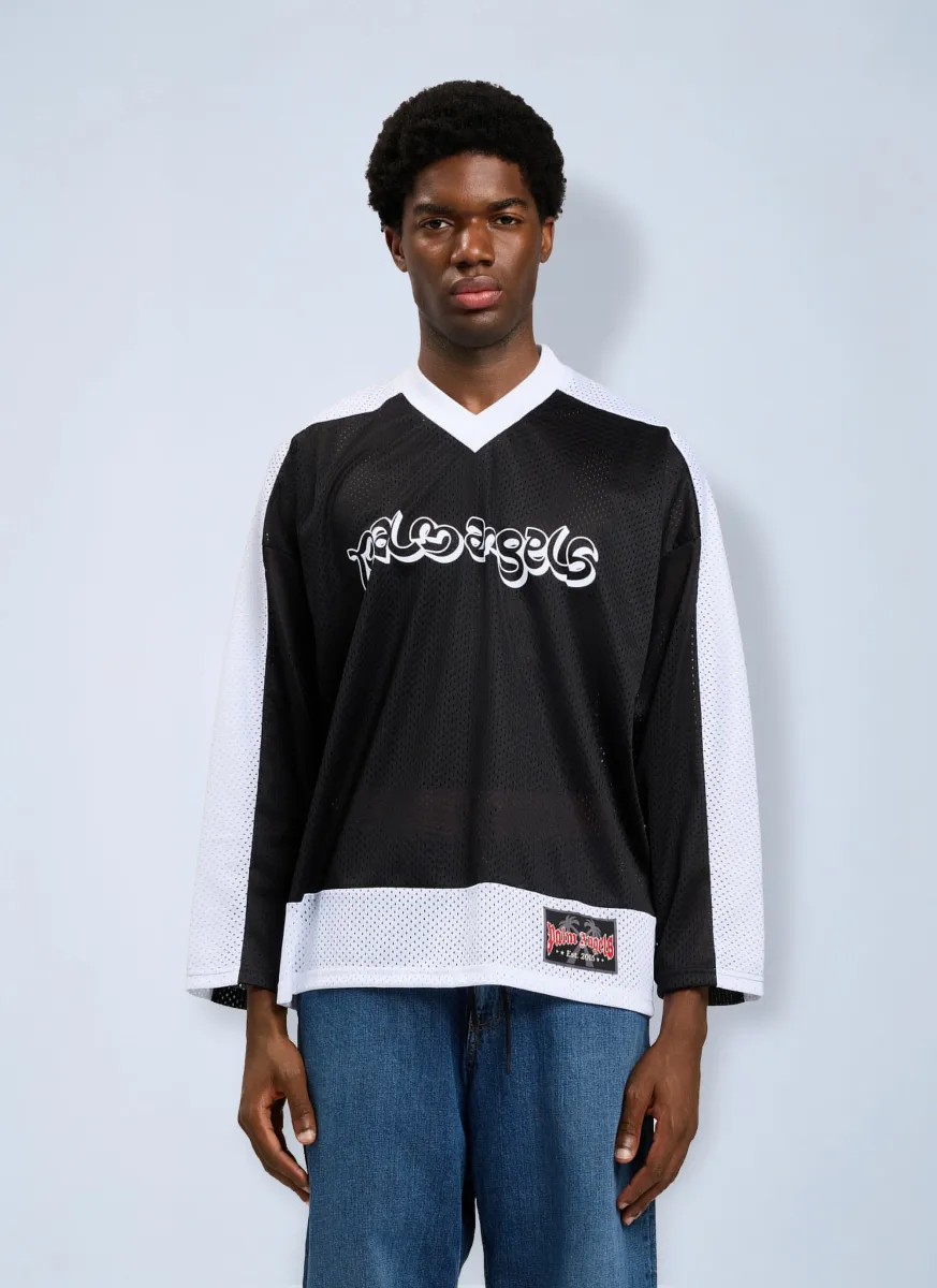 Thai Logo Mesh Loose Long-Sleeved T-Shirt